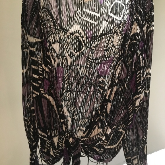 Chico's Purple Illusion Netted Tie-up Jacket - Picture 5 of 7